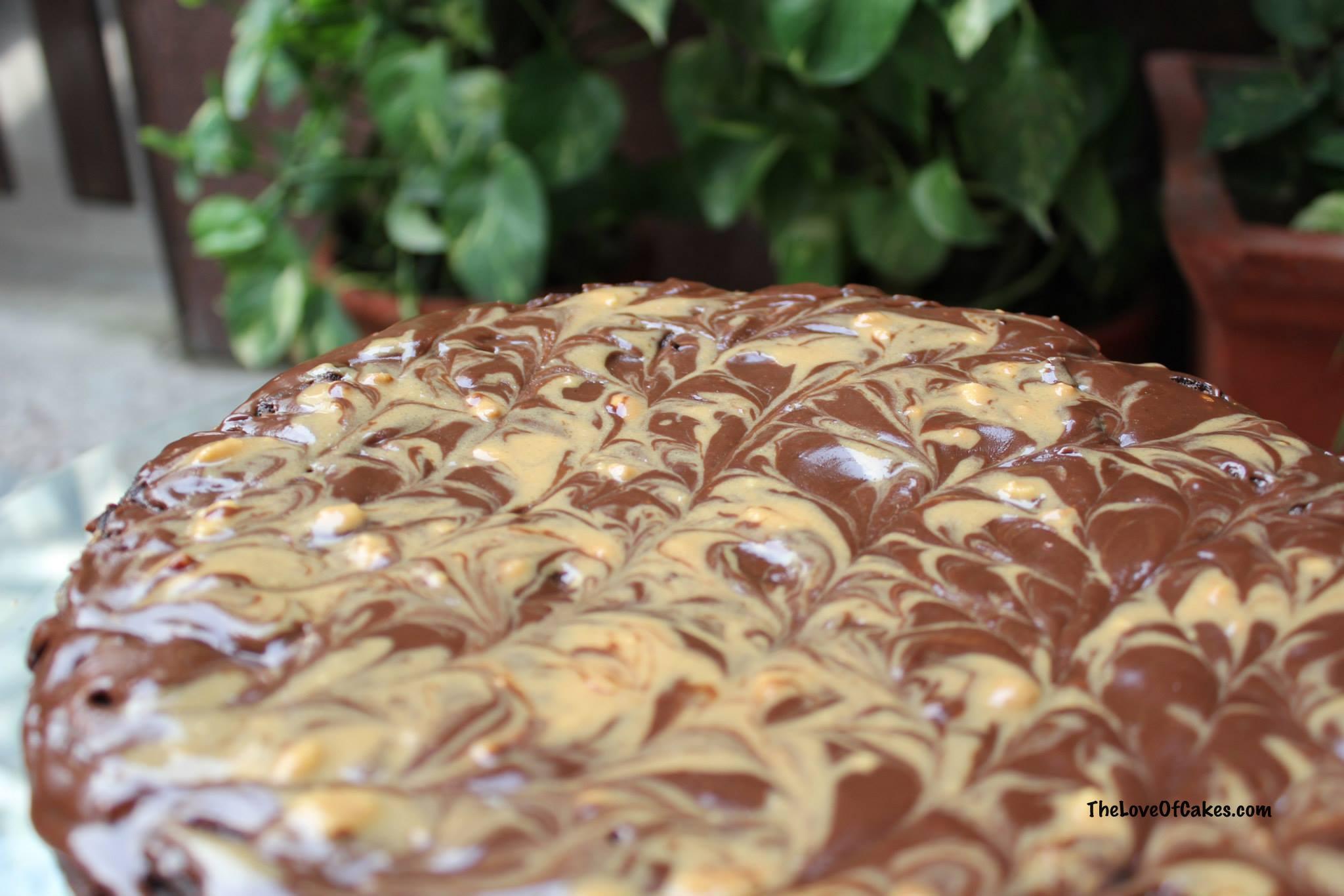 Chocolate and Peanut Butter Swirl Cake