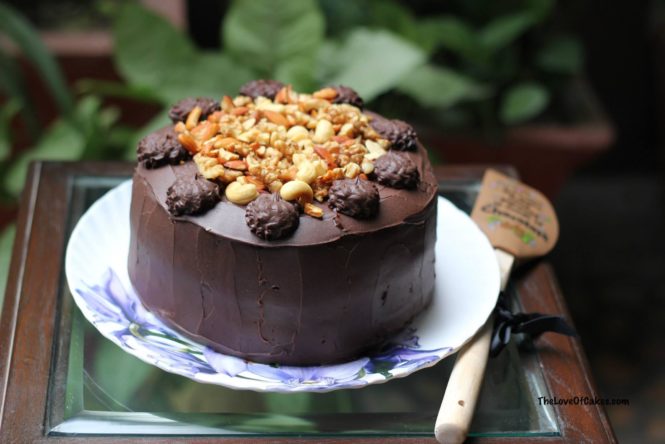 Chocolate caramel layer cake