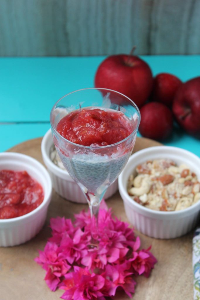 Basil Seed Pudding with Apple and Plum Compote
