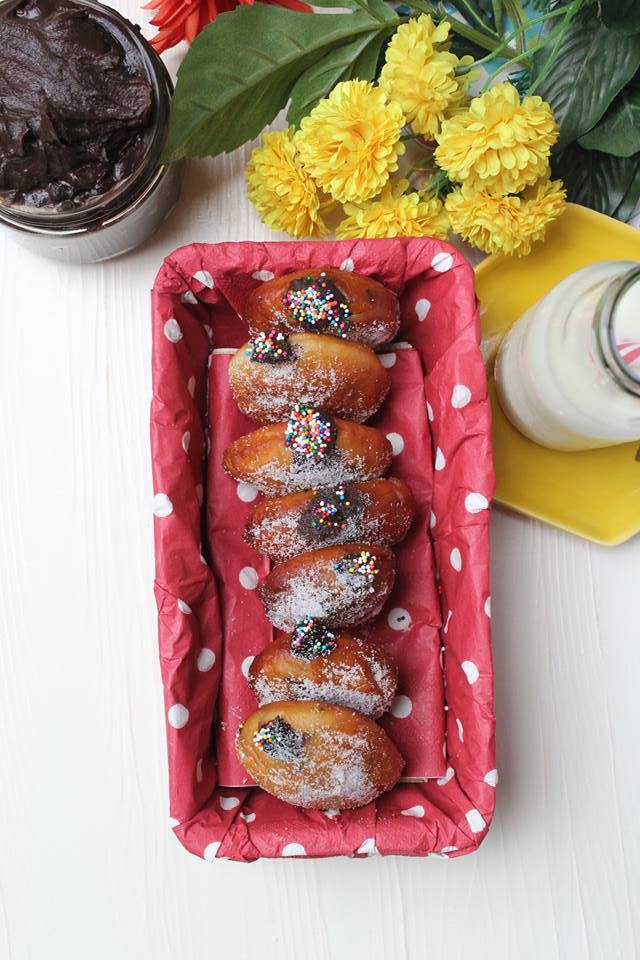 Yeast donuts with chocolate filling